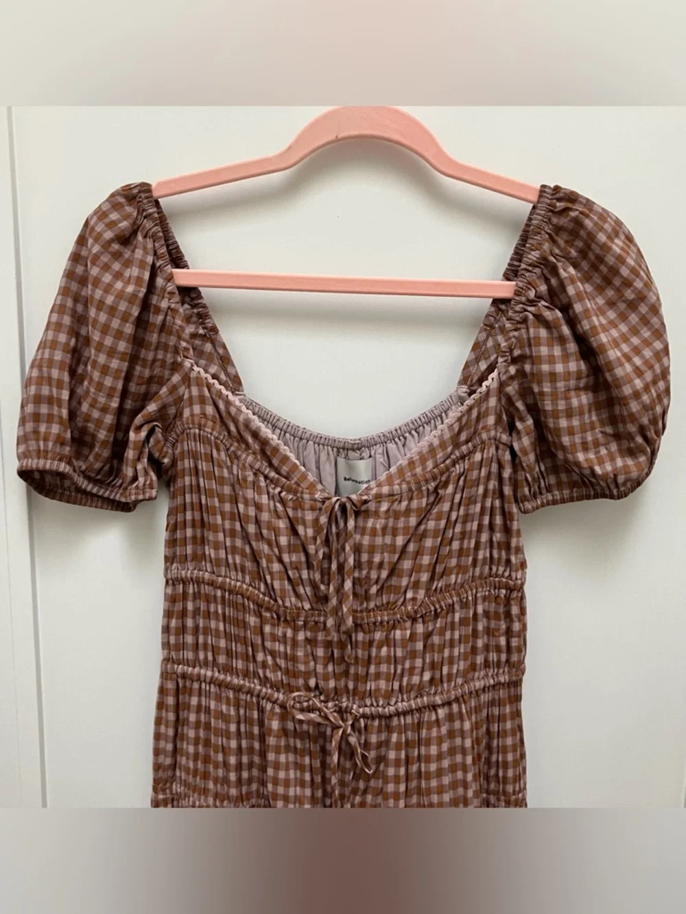 Reformation Rhett Midi Dress in Audrie Check - Size 4 - Picture 7 of 13